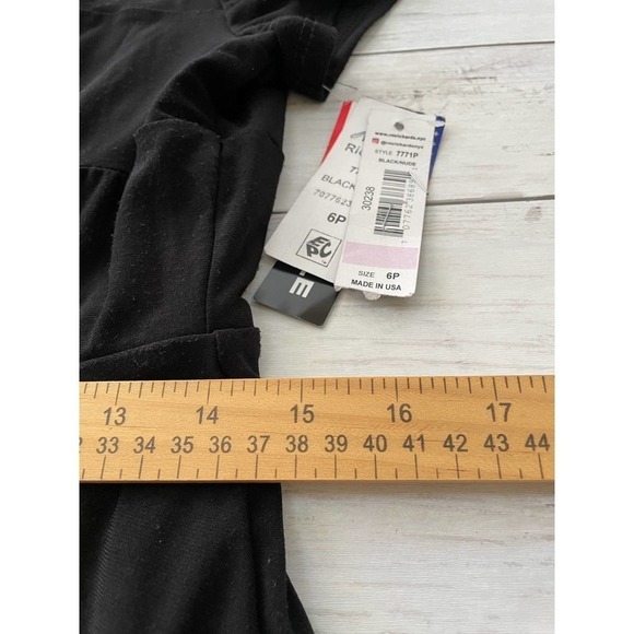 R&M Richards Petite Mesh panel black petite dress 6P mesh sheer gown - Picture 5 of 5